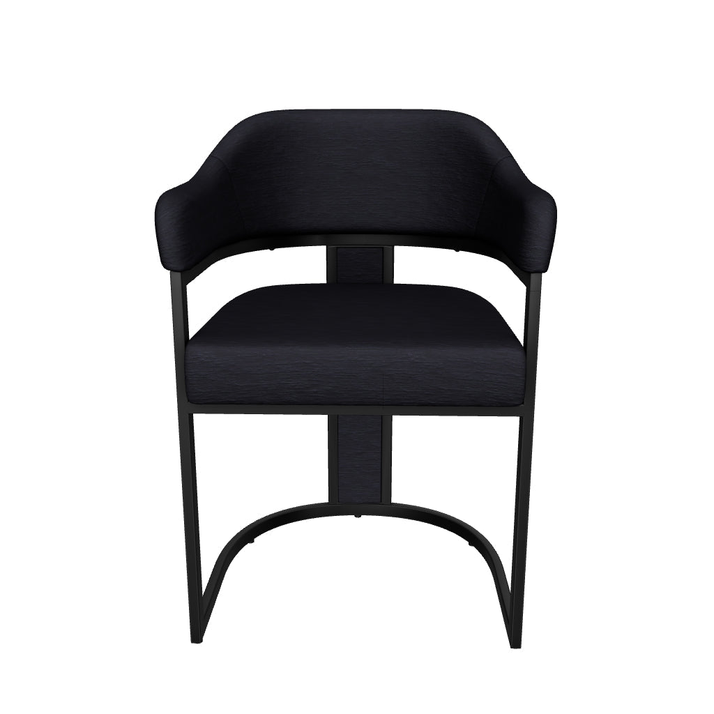 Camilla Curved Black Chenille Dining Chair
