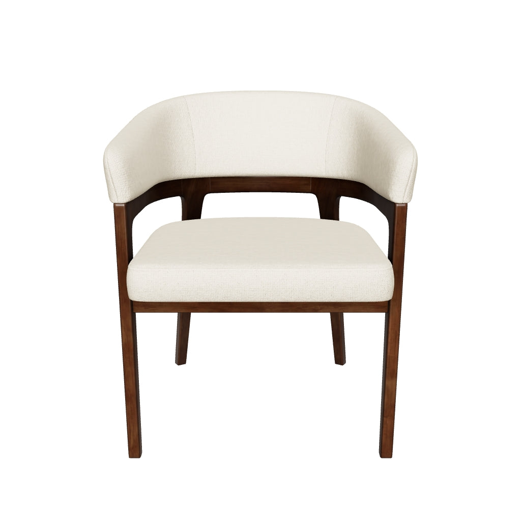 Kenso Walnut Wood Ivory Linen Dining Chair