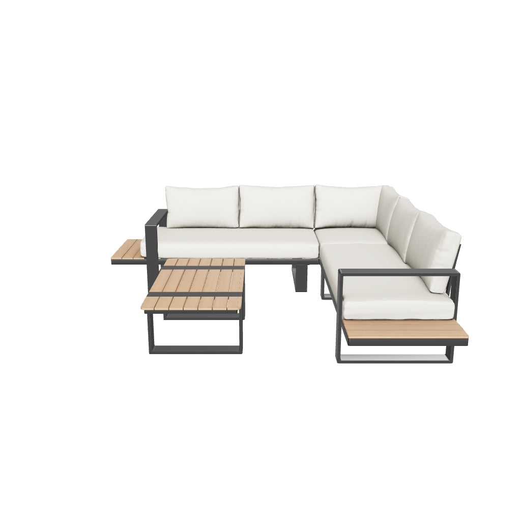 Miami Cream Aluminium 5 Seater Corner Sofa Garden Set