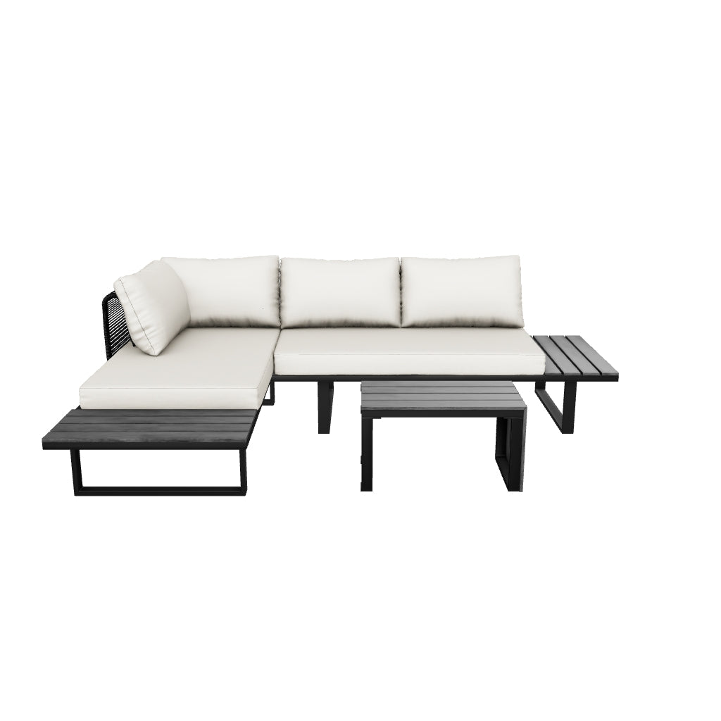 Naples Cream Aluminium 4 Seater Modular Corner Sofa Chaise Garden Set