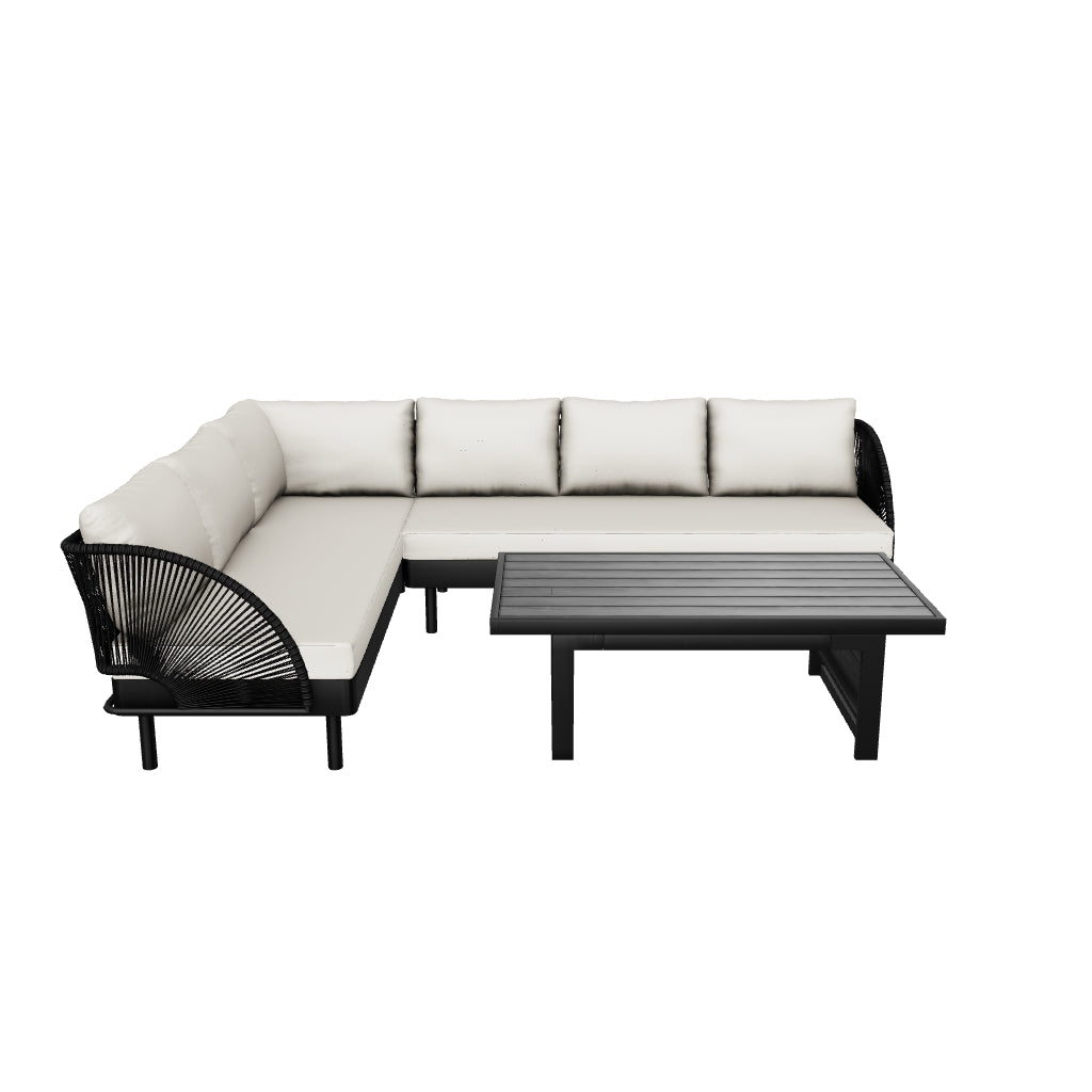 Paris Cream Aluminium 6 Seater Corner Sofa Garden Set