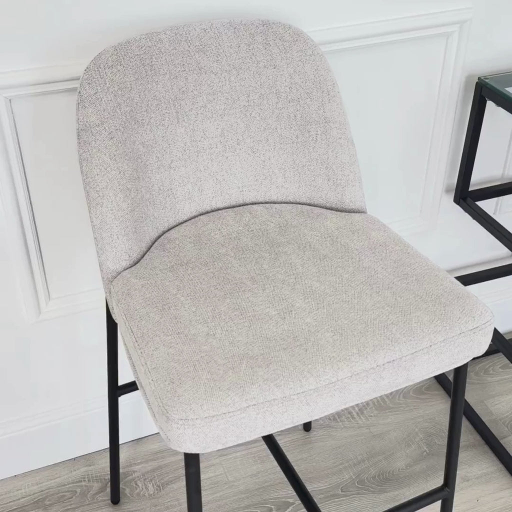 Nora Curved Light Grey Fabric Barstool