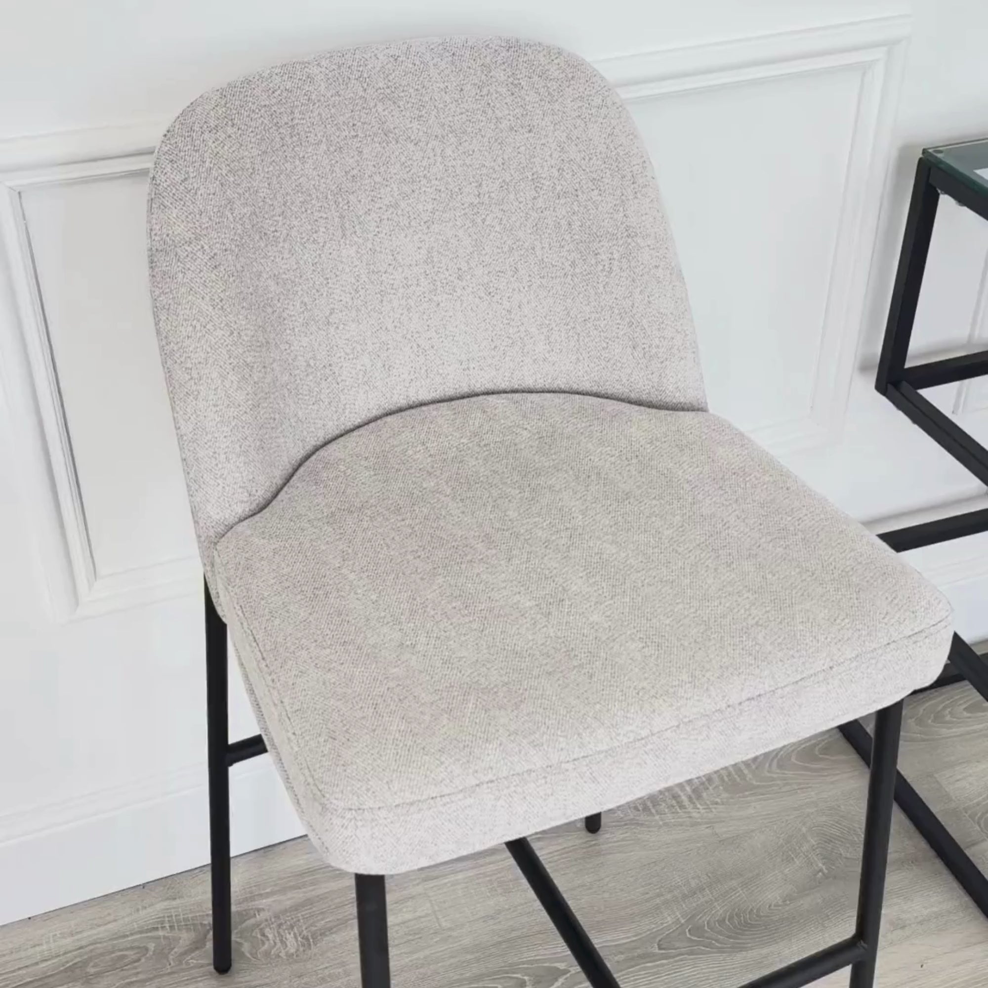 Nora Curved Light Grey Fabric Barstool