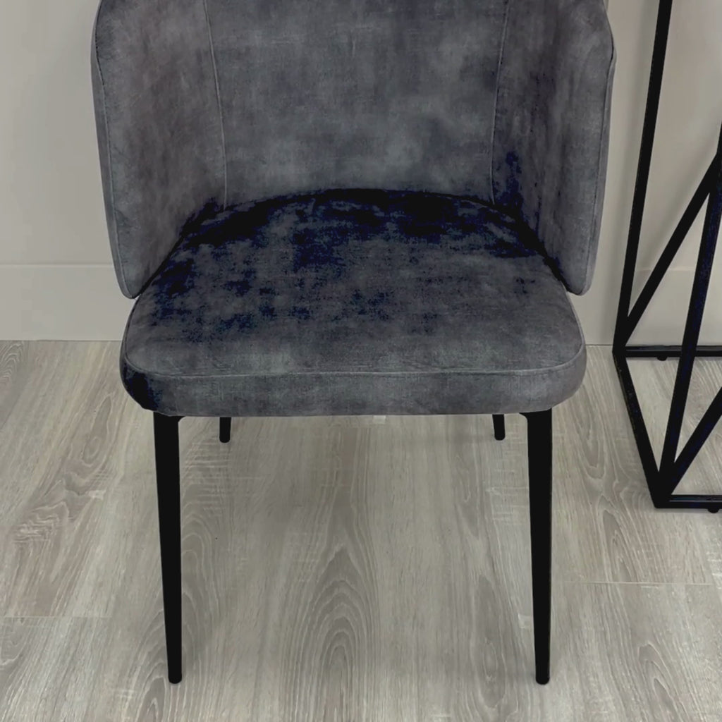Castelle Grey Curved Velvet Dining Chair