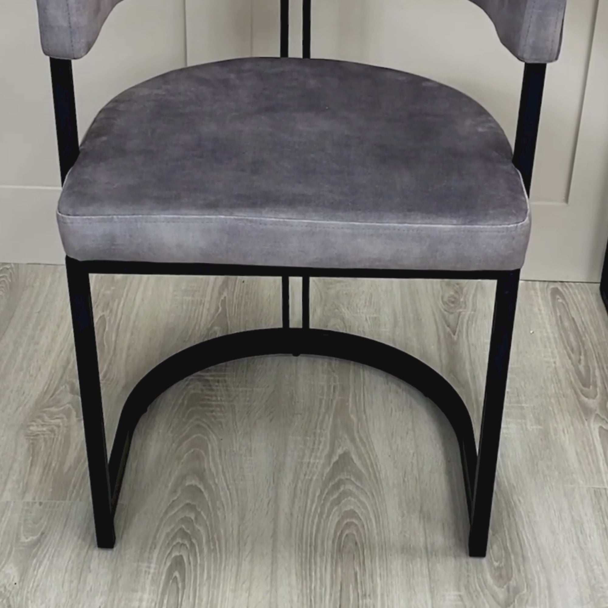Mia Curved Grey Velvet Dining Chair