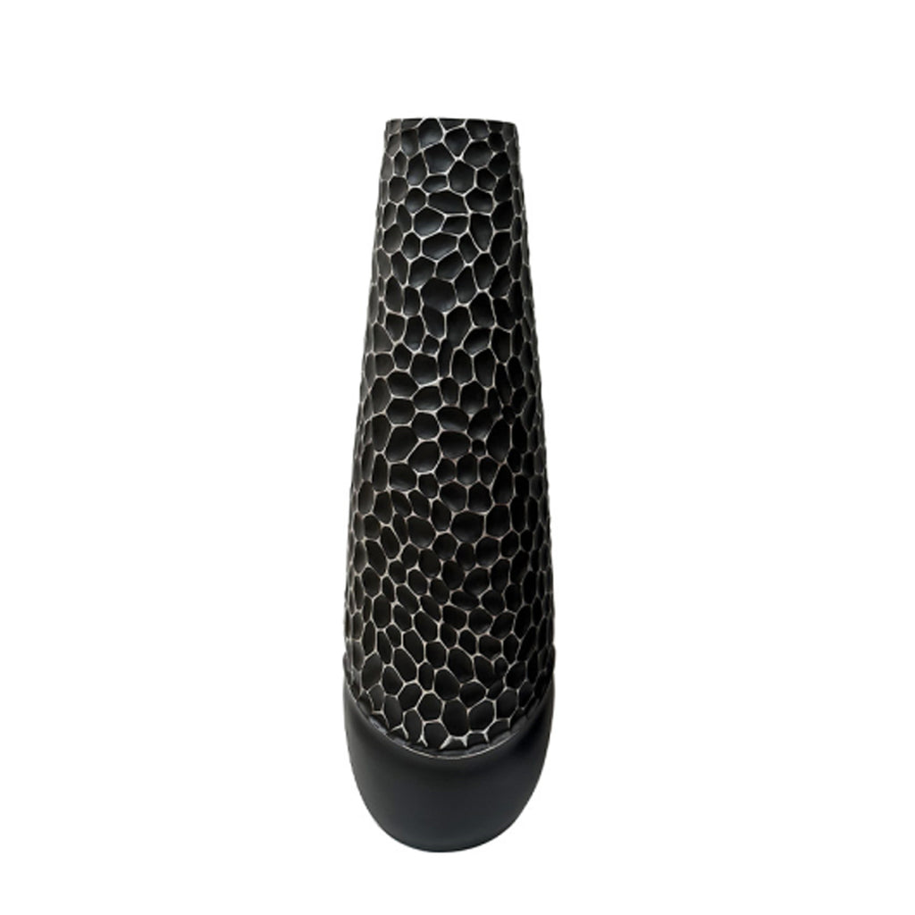 Tall Black And Silver Vase